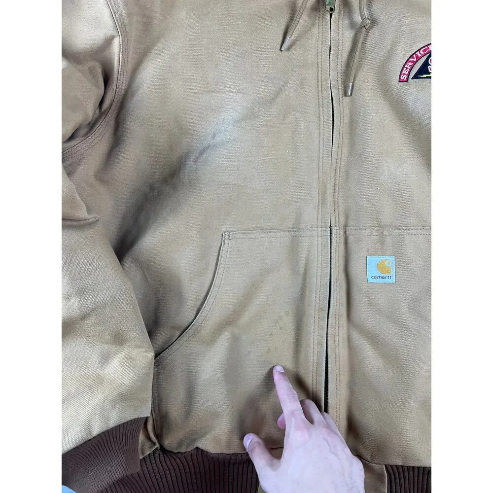 VTG Carhartt Jacket 2XL Hooded Canvas BRN Insulated Winter Outdoors 90s